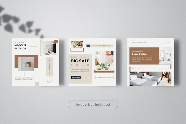 Modern interior design Instagram post Template Banner Collection