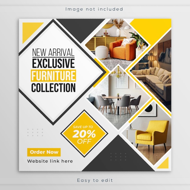 Modern interior Furniture sale Social media banner template Instagram post design