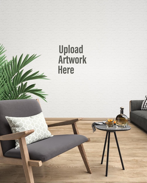 modern interior living room wall mockup