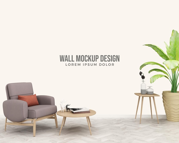 Modern interior living room wall mockup