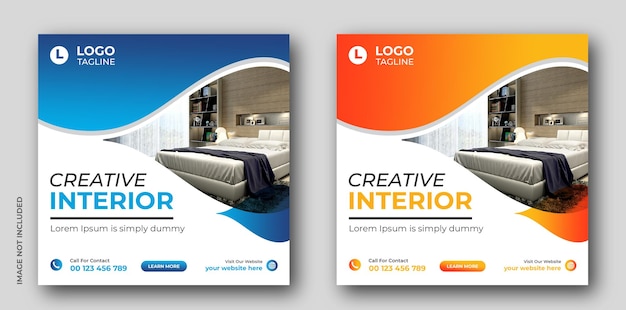 Modern interior sale instagram post and social media template banner