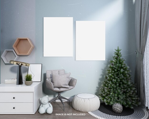 Modern interior with christmas tree