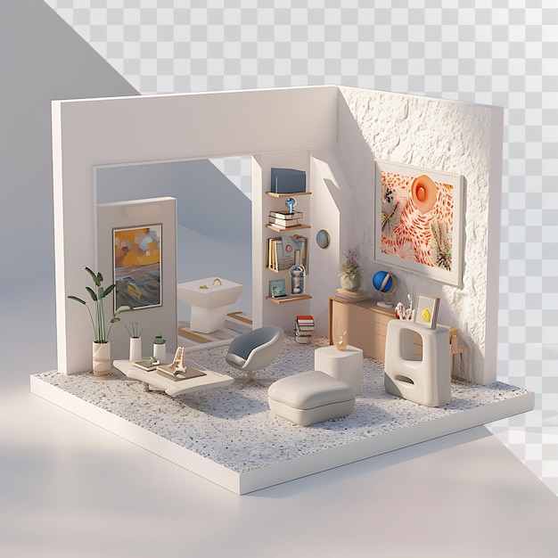 PSD modern isometric art gallery interior design concept