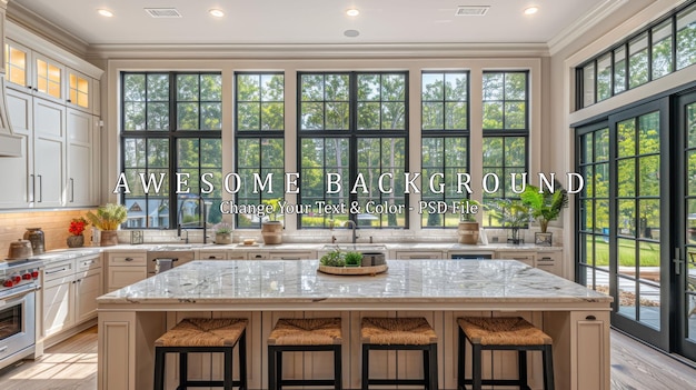 PSD modern kitchen with expansive windows