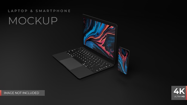 Modern Laptop Mockup Dark Background 3D Render