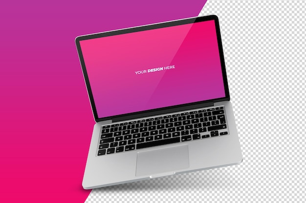 Modern laptop with shadow mockup isolated