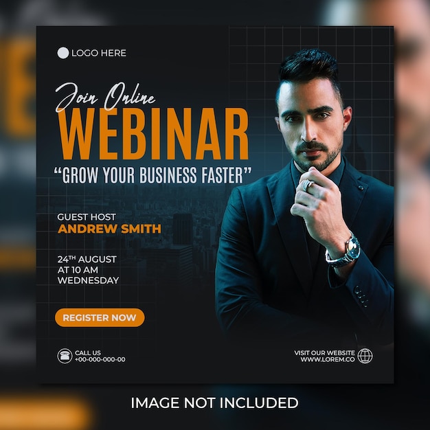 Modern live webinar flyer social media post template banner