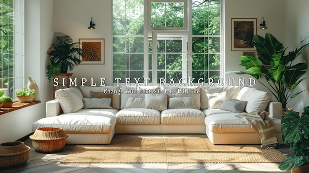 Modern Living Room with White Sectional Sofa and Natural Light