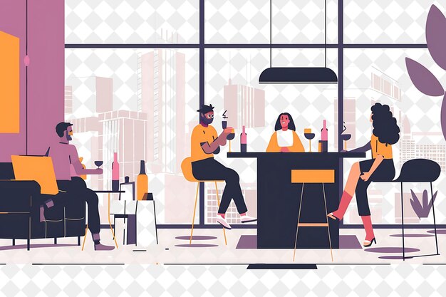 Modern Loft With Characters Having a Rooftop Party Design Is People Life Style Flat Illustration