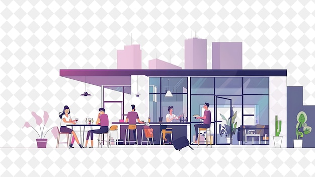 Modern Loft With Characters Having a Rooftop Party Design Is People Life Style Flat Illustration