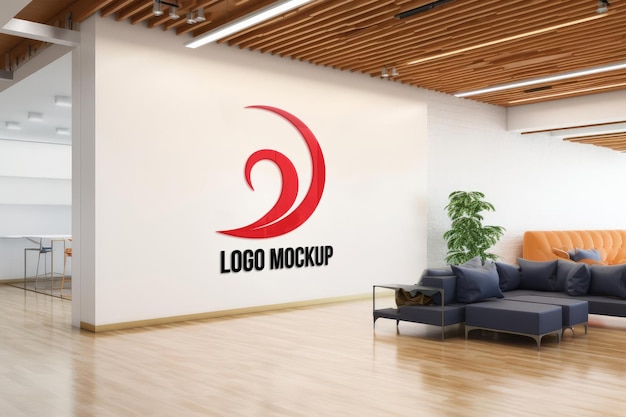 Modern Logo Exhibit White Wall Corporate Mockup