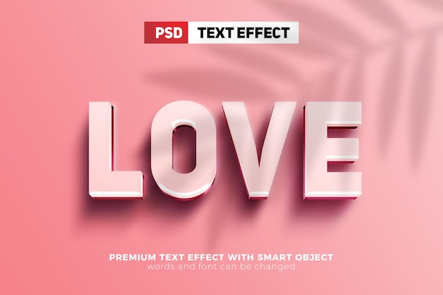 Modern love 3d editable text effect style mock up logo template