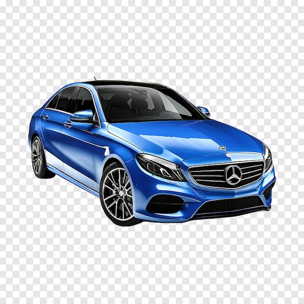 Modern luxurious blue car isolated on a transparent background Generative AI