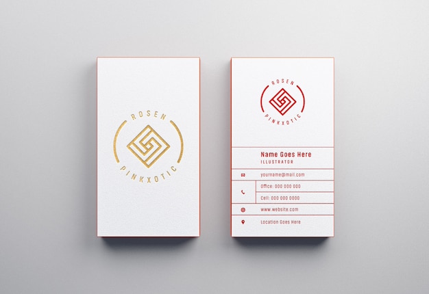 Modern and luxurious business cards mockup with letterpress effect