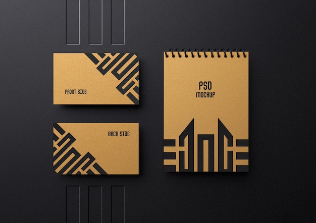 Modern luxury business card with notepad mockup