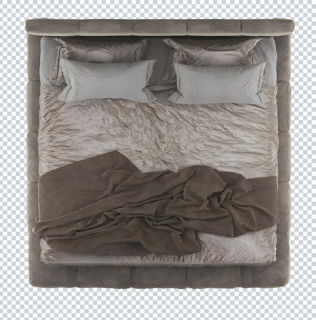 Modern luxury messy khaki bedding set, bed, top view