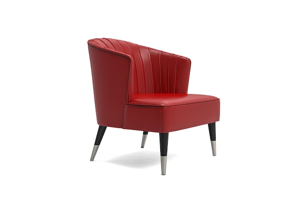 Modern Luxury red leather armchair isolated on white backgroundElements of architecture