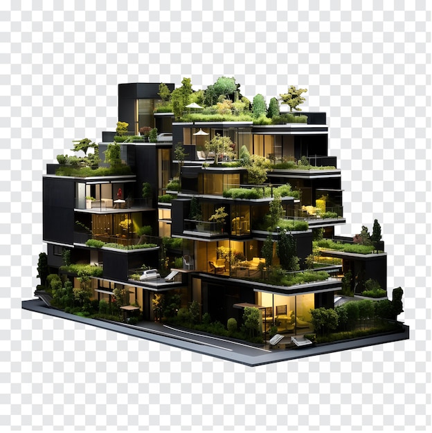 PSD modern luxury style house isolated on transparent background generative by ai