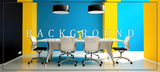 PSD modern meeting room with yellow and blue walls