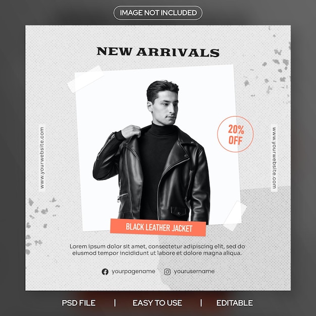 Modern men fashion social media instagram promotion banner template