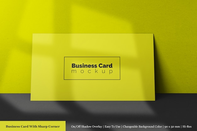 Modern minimal single 90x50mm corporate business card mock ups psd front view