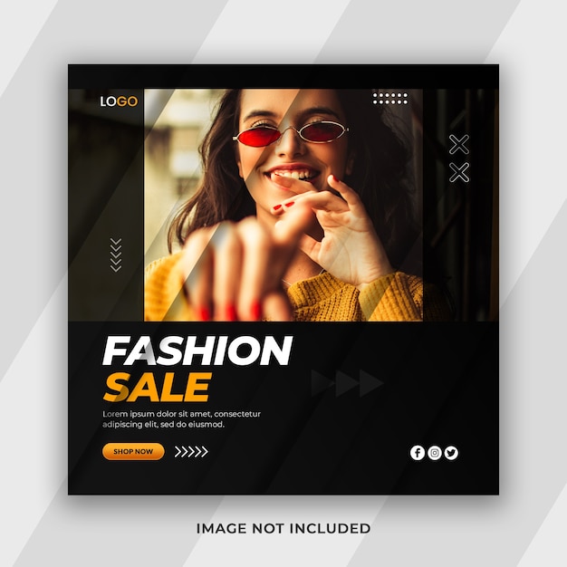 Modern minimal stylish fashion sale social media post template