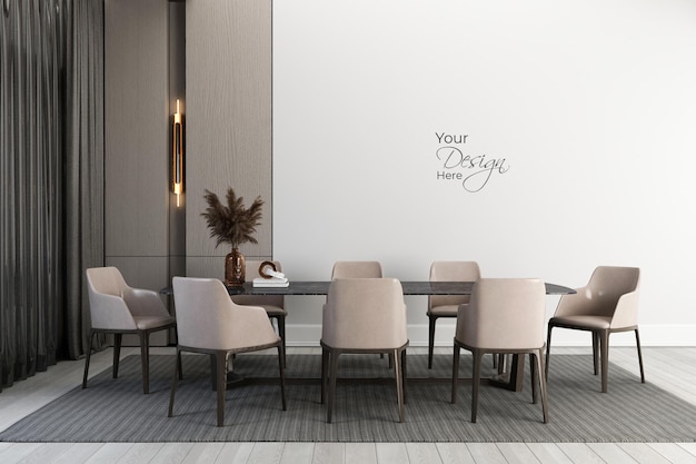 Modern minimalist interior dining room wall mockup