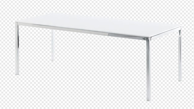 PSD modern minimalist white table with metal legs png