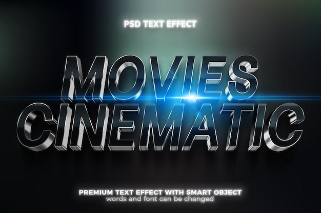 Modern movies cinematic bold 3d editable text effect mockup template