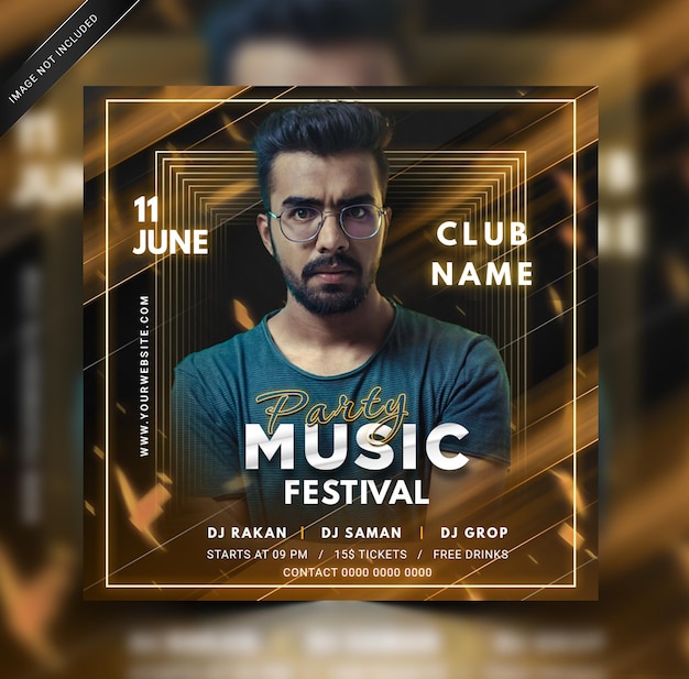 Modern music festival social media post psd template