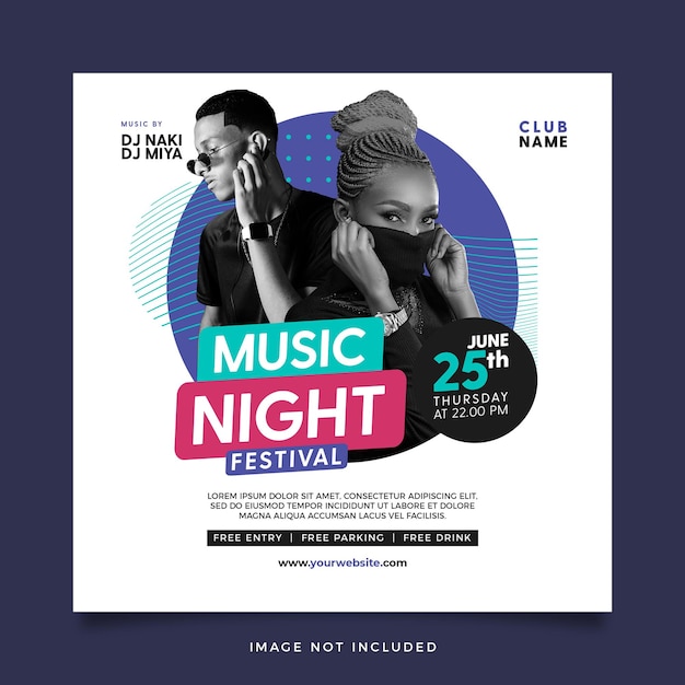 Modern Music Night festival social media post template