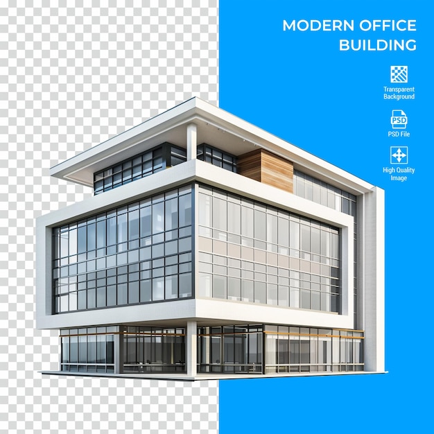 PSD modern office building isolated on transparent background psd