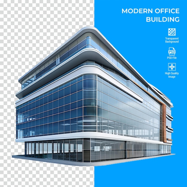 PSD modern office building isolated on transparent background psd