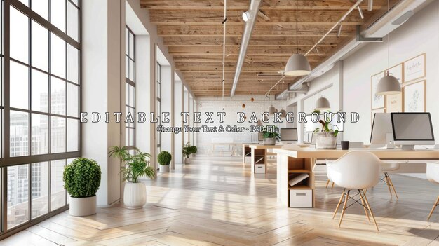 PSD modern office interior design with natural light