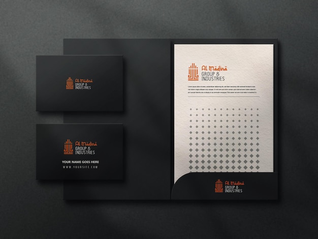 Modern Office Stationery Mockup Set with Orange Color