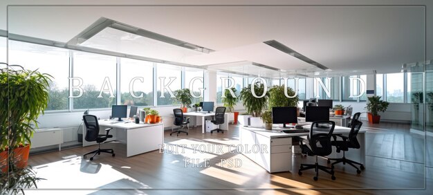 PSD modern office workspace with natural light