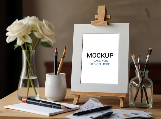 PSD modern painting canvas mockup poster