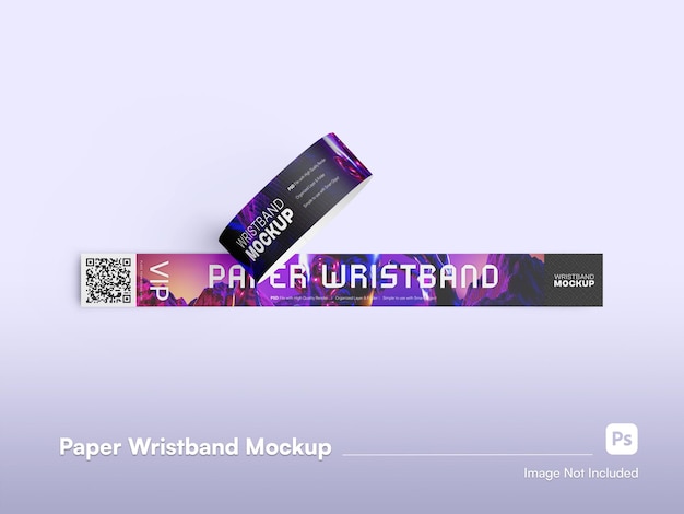 A Modern Paper Wristband Mockup in a Flat Lay Setting