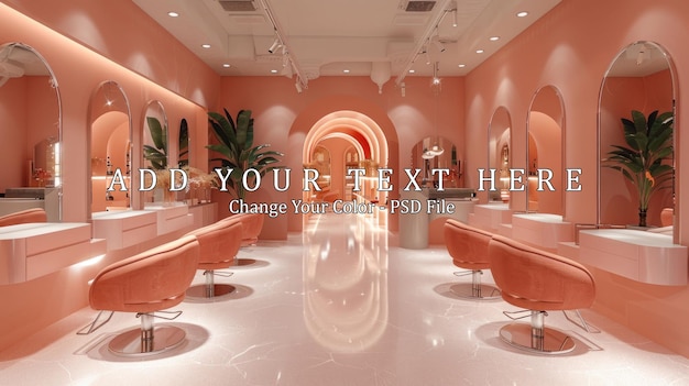 PSD modern pink hair salon interior design