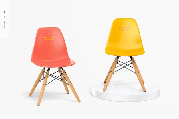 Modern Plastic Kids Chairs Mockup, Front View