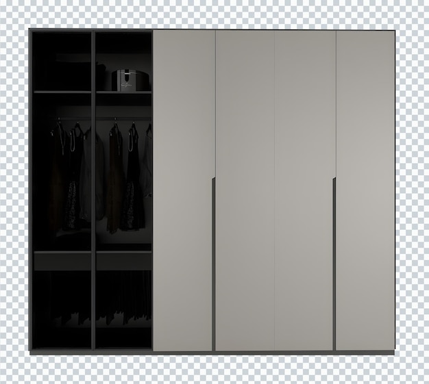 PSD modern plywood and glass wardrobe 6 doors transparent.