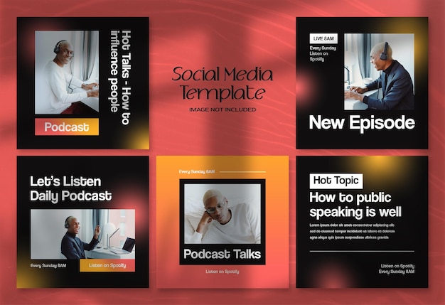 PSD modern podcast social media banner and instagram post template