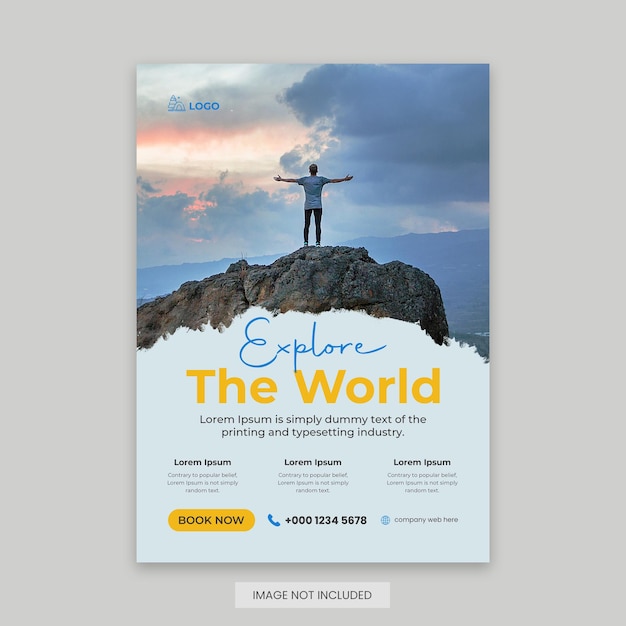 Modern poster travel flyer design template Editable tour poster template with brush stroke