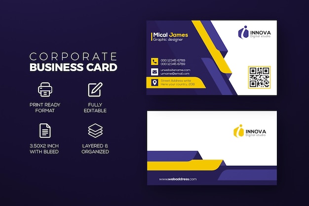 Modern professional business card design template