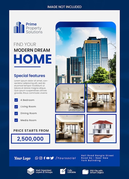 Modern real estate house flyer template