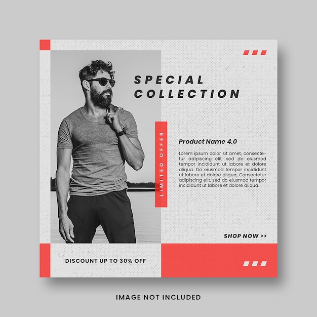 Modern red fashion sale promotion social media instagram post banner template