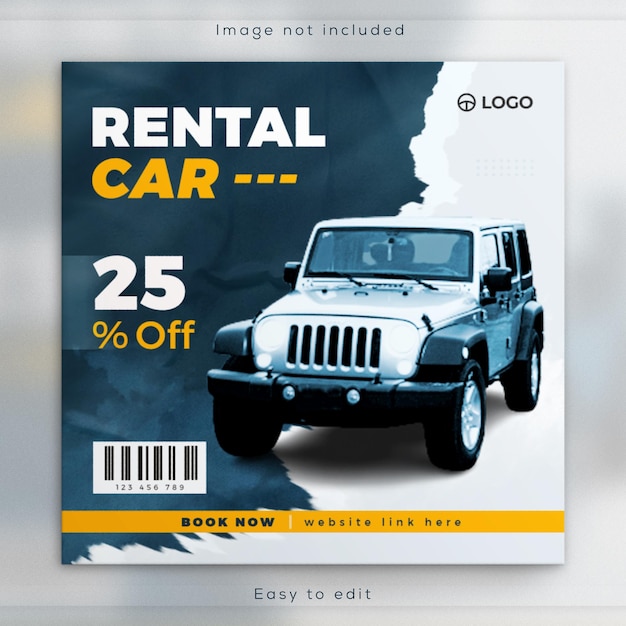 PSD modern rent a car sale social media template square instagram post web banner advertising