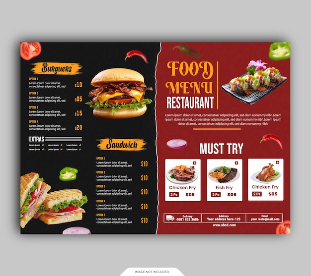 Modern restaurant menu Bifold food menu design