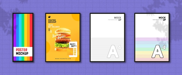 Modern Restaurant Poster Mockup On Wall