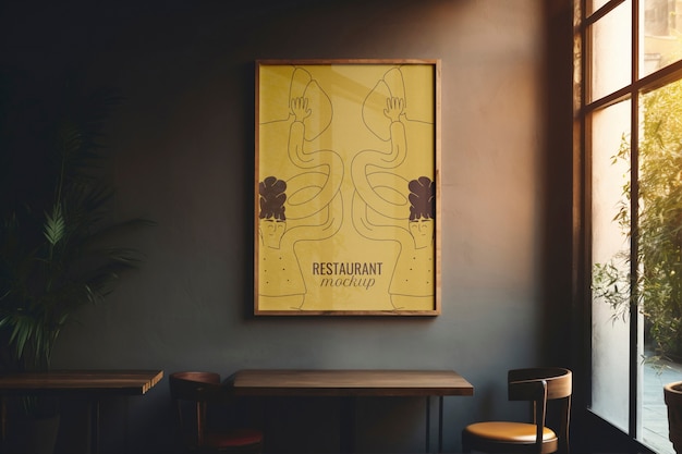 Modern restaurant poster mockup